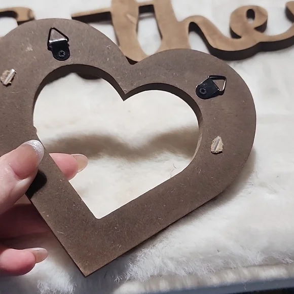 VINTAGE  WOODEN  WALL HANGINGS.  GATHER & HEART SHAPE. - Picture 3 of 5